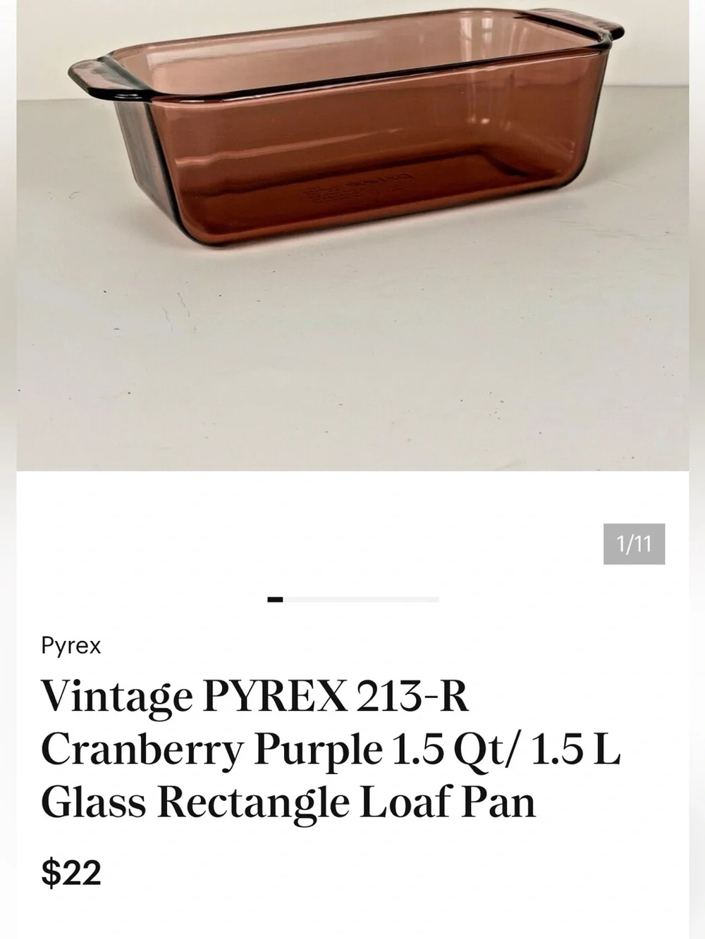 Pyrex Cranberry Loaf Pan #213-R - Picture 10 of 11